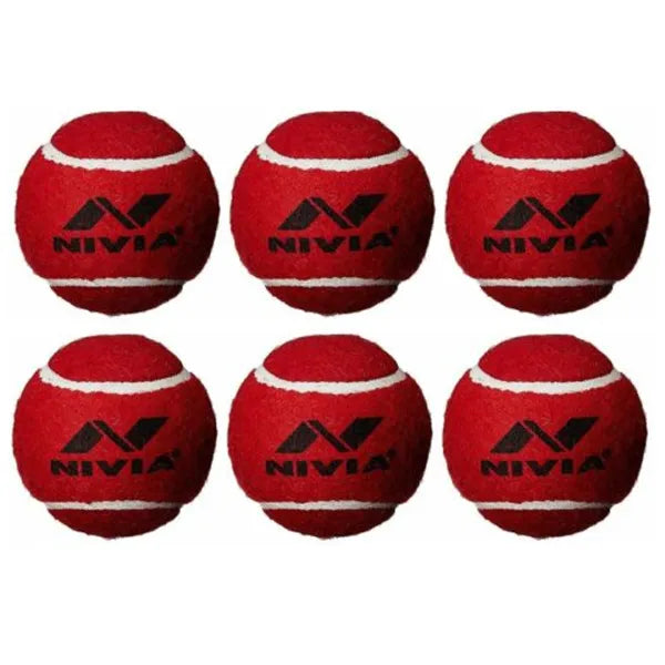 Nivia Cricket Tennis Ball Heavy Weight Red Per Box 6 Balls